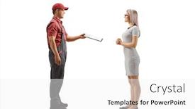  Presentation with courier - Colorful PPT theme enhanced with full-length-profile-shot backdrop and a white colored foreground