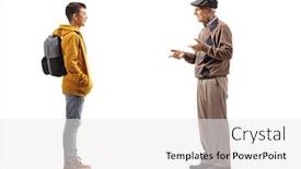  Presentation with elderly - Audience pleasing presentation design consisting of full-length-profile-shot backdrop and a white colored foreground