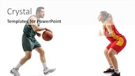  Presentation with basketball female - Presentation consisting of full-length-profile-shot background and a white colored foreground