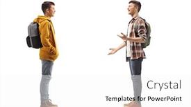  Presentation with lens flare on white - Amazing slide set having full-length-profile-shot backdrop and a white colored foreground