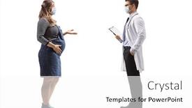  Presentation with face masks - Beautiful slide deck featuring full-length-profile-shot backdrop and a white colored foreground