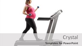  Presentation with pregnant woman - Amazing PPT theme having full-length-profile-shot backdrop and a light gray colored foreground