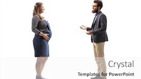  Presentation with pregnant woman - Slide deck featuring full-length-profile-shot background and a white colored foreground