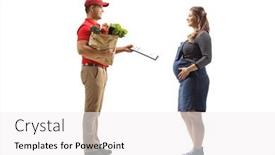  Presentation with courier bag - Presentation design having full-length-profile-shot background and a white colored foreground