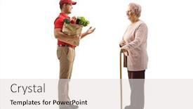  Presentation with grocery bag - Presentation design featuring full-length-profile-shot background and a light gray colored foreground