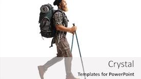  Presentation with hiking - Colorful presentation design enhanced with full-length-profile-shot backdrop and a light gray colored foreground