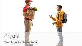  Presentation with grocery bag - Audience pleasing slides consisting of full-length-profile-shot backdrop and a white colored foreground