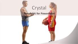  Presentation with basketball female - Colorful presentation design enhanced with full-length-profile-shot backdrop and a lemonade colored foreground