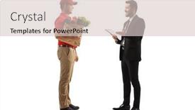  Presentation with courier delivery - PPT theme with full-length-profile-shot background and a lemonade colored foreground