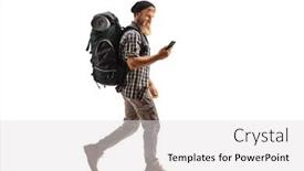  Presentation with shot - Cool new PPT layouts with full-length-profile-shot backdrop and a light gray colored foreground