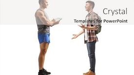  Presentation with shot - Beautiful PPT theme featuring full-length-profile-shot backdrop and a light gray colored foreground