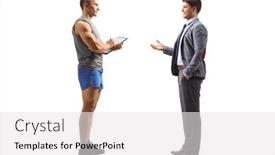  Presentation with trainer - PPT theme with full-length-profile-shot background and a white colored foreground