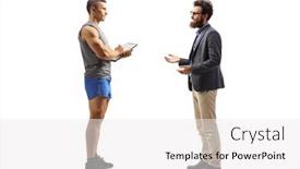  Presentation with shot - Presentation theme consisting of full-length-profile-shot background and a white colored foreground