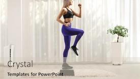  Presentation with step - Slide deck featuring full-length-profile-shot background and a soft green colored foreground