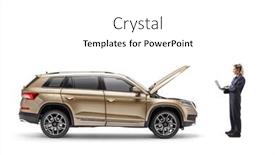  Presentation with female mechanic - PPT layouts with full-length-profile-shot background and a white colored foreground