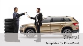  Presentation with suv car - PPT theme consisting of full-length-profile-shot background and a light gray colored foreground