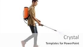  Presentation with disinfectant - Audience pleasing presentation theme consisting of full-length-profile-shot backdrop and a white colored foreground