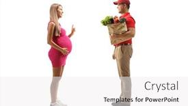  Presentation with grocery bag - PPT theme with full-length-profile-shot background and a white colored foreground