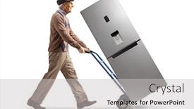  Presentation with refrigerator - Audience pleasing theme consisting of full-length-profile-shot backdrop and a light gray colored foreground