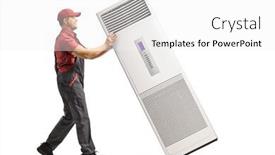  Presentation with air conditioning - PPT theme with full-length-profile-shot background and a white colored foreground