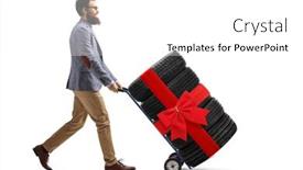  Presentation with red bow - Beautiful PPT layouts featuring full-length-profile-shot backdrop and a white colored foreground