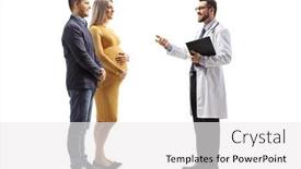  Presentation with pregnant woman doctor - Audience pleasing PPT theme consisting of full-length-profile-shot backdrop and a white colored foreground