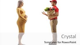  Presentation with pregnant woman - Beautiful slide deck featuring full-length-profile-shot backdrop and a white colored foreground