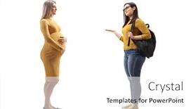  Presentation with pregnant woman - Beautiful presentation design featuring full-length-profile-shot backdrop and a white colored foreground