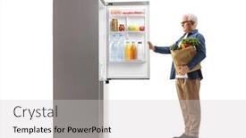  Presentation with grocery bag - Slide deck enhanced with full-length-profile-shot background and a light gray colored foreground