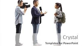  Presentation with microphone - Presentation theme featuring full-length-profile-shot background and a white colored foreground