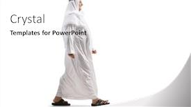  Presentation with arab - Presentation theme enhanced with full-length-profile-shot background and a white colored foreground