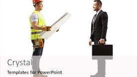  Presentation with construction - Beautiful slide deck featuring full-length-profile-shot backdrop and a white colored foreground