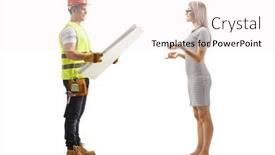  Presentation with contractor - Slide set with full-length-profile-shot background and a white colored foreground