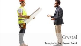  Presentation with builder - Audience pleasing slide set consisting of full-length-profile-shot backdrop and a white colored foreground