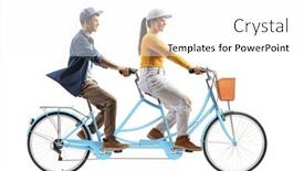  Presentation with shot - Slide deck with full-length-profile-shot background and a  colored foreground