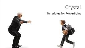  Presentation with shot - Presentation theme consisting of full-length-profile-shot background and a white colored foreground