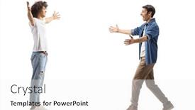  Presentation with book wide open - Presentation design consisting of full-length-profile-shot background and a white colored foreground