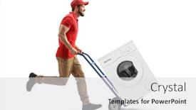  Presentation with hand washing - PPT theme having full-length-profile-shot background and a light gray colored foreground