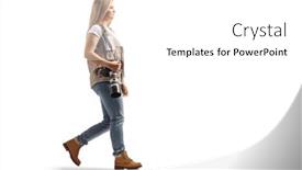  Presentation with illustration of a camera lens - Presentation design with full-length-profile-shot background and a white colored foreground