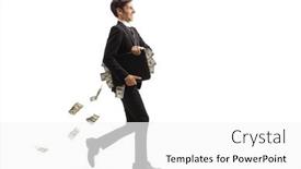  Presentation with raining money falling - PPT theme featuring full-length-profile-shot background and a  colored foreground