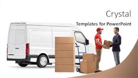  Presentation with courier - PPT theme with full-length-profile-shot background and a white colored foreground