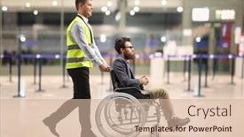  Presentation with airport terminal - Slide deck enhanced with full-length-profile-shot background and a soft green colored foreground