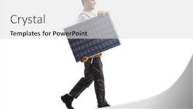  Presentation with solar panel - Presentation design featuring full-length-profile-shot background and a light gray colored foreground