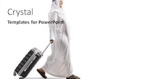  Presentation with arab - Presentation design having full-length-profile-shot background and a white colored foreground