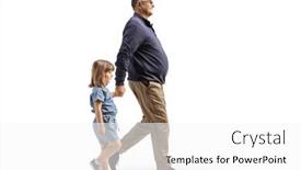  Presentation with hands holding - Slides consisting of full-length-profile-shot background and a  colored foreground