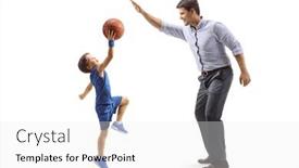  Presentation with basketball - Theme consisting of full-length-profile-shot background and a white colored foreground