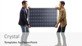  Presentation with solar panel - Slide deck with full-length-profile-shot background and a white colored foreground