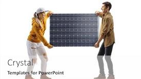  Presentation with solar panel - Presentation theme enhanced with full-length-profile-shot background and a white colored foreground
