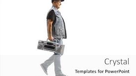  Presentation with radio - PPT theme consisting of full-length-profile-shot background and a white colored foreground