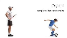  Presentation with football coach - Slide set enhanced with full-length-profile-shot background and a white colored foreground